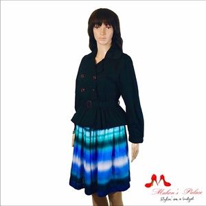 Twog Black Military Style Collard and Belted Top